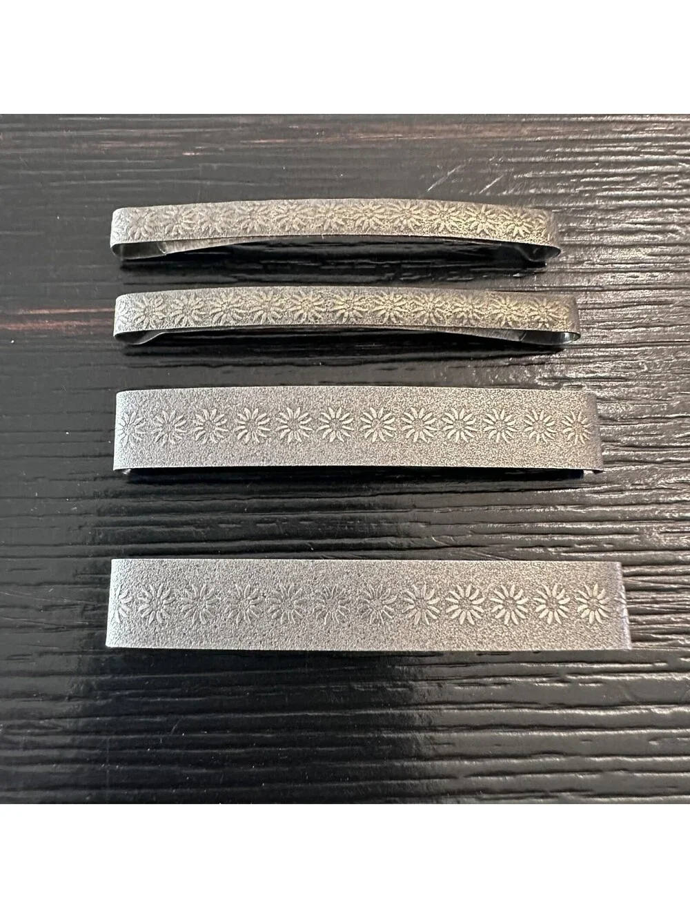 Vintage Silver Tone Floral Barrette Set Of 4 Embossed Metal Hair Accessories VGC